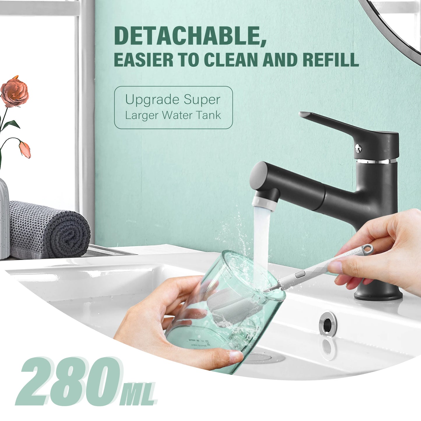 SEJOY USB Rechargeable Oral Irrigator Water Flosser 280ML Portable Teeth Cleaner