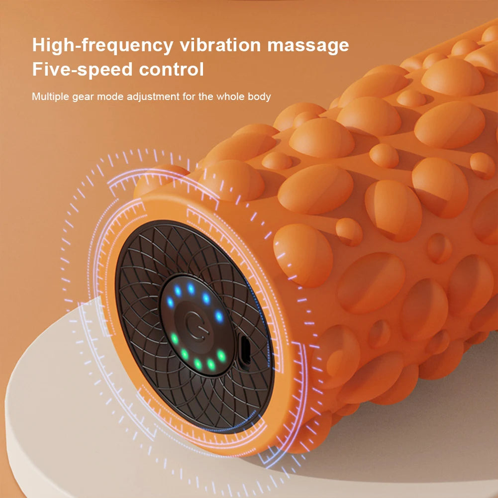 Electric Vibrating Foam Roller Massage Column 5 Modes Rechargeable Muscle Roller