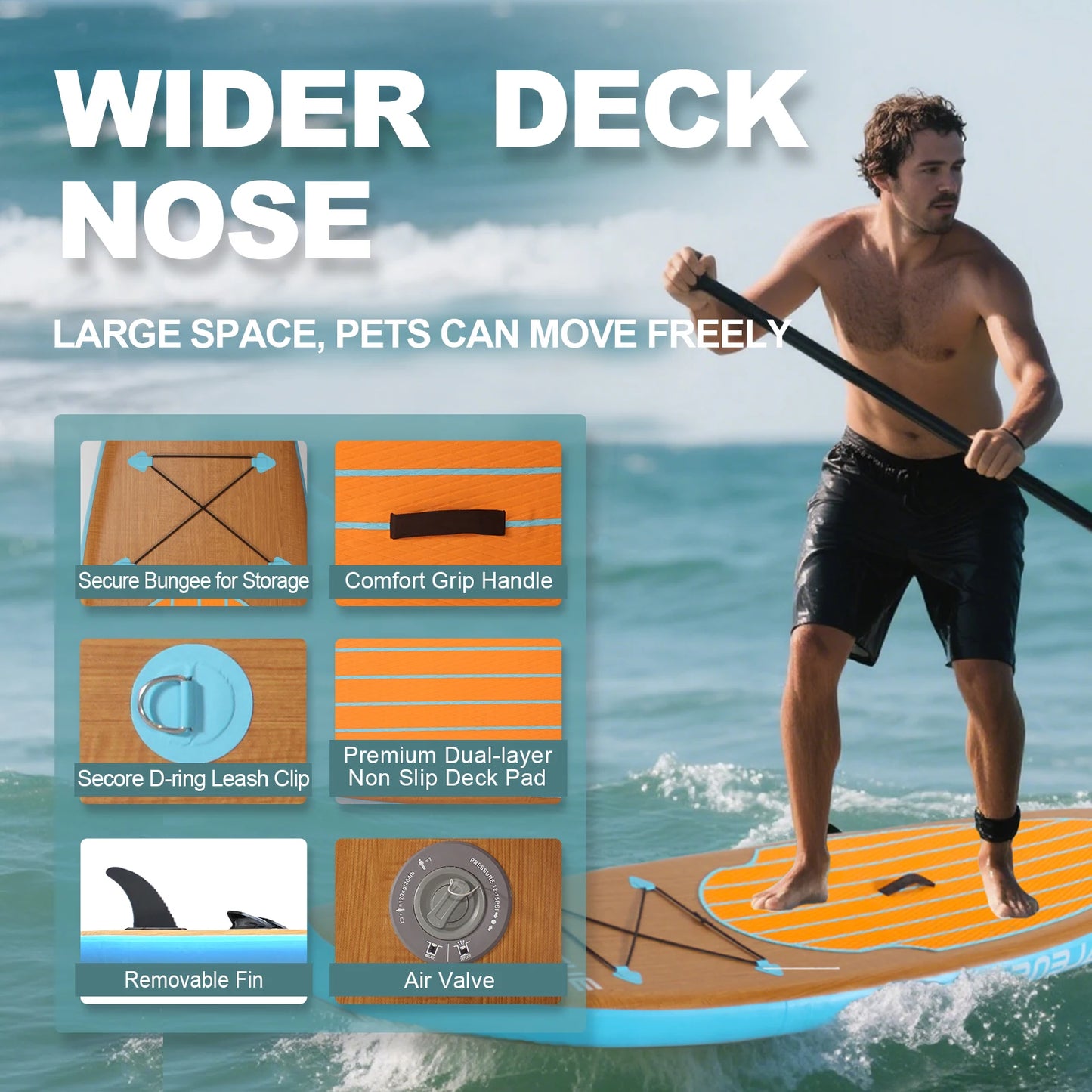 CADALENE Inflatable Stand Up Paddle Board 10ft 8in x 30in x 6in For Adults