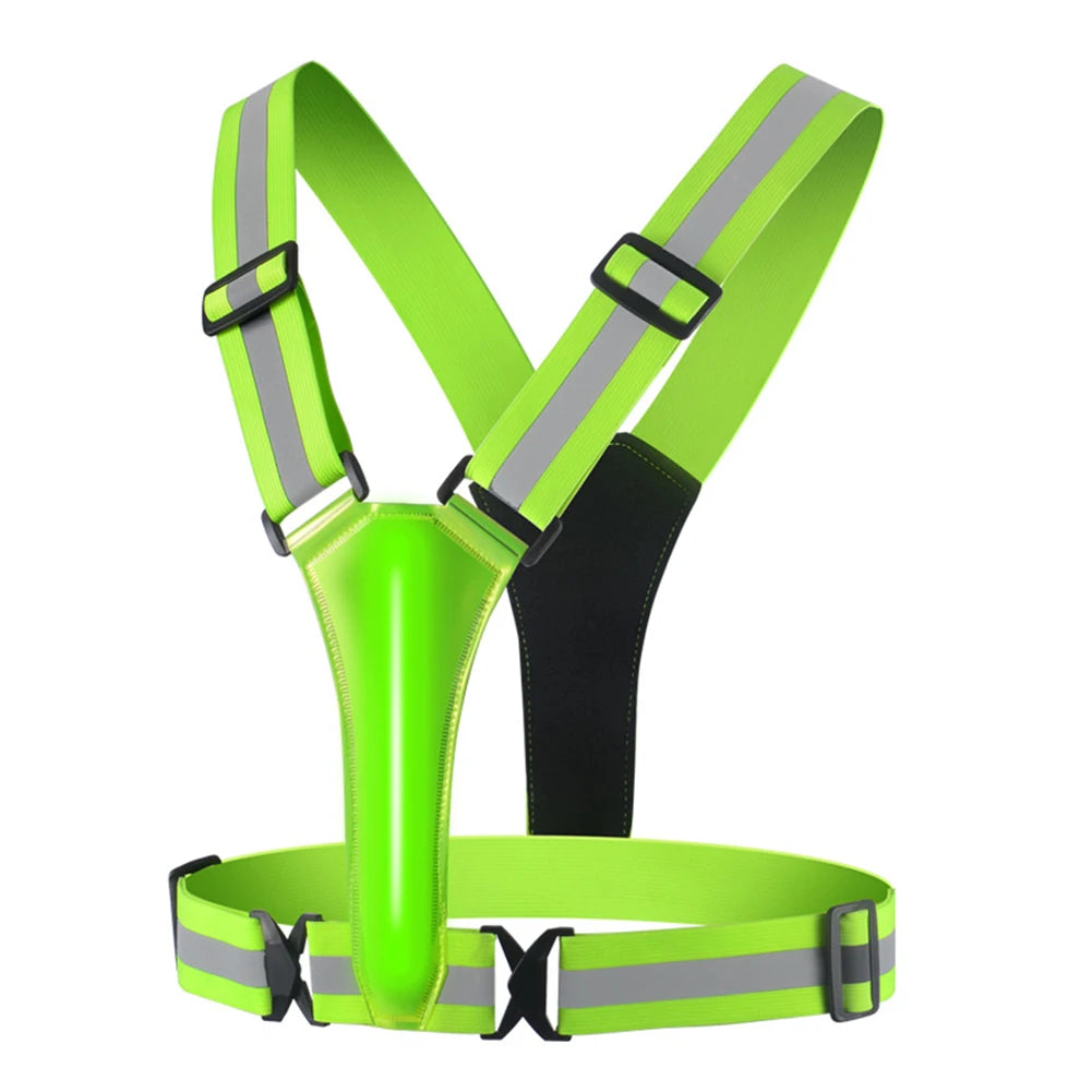 LED Glowing Reflector Straps Adjustable Reflective Running Vest High Visibility
