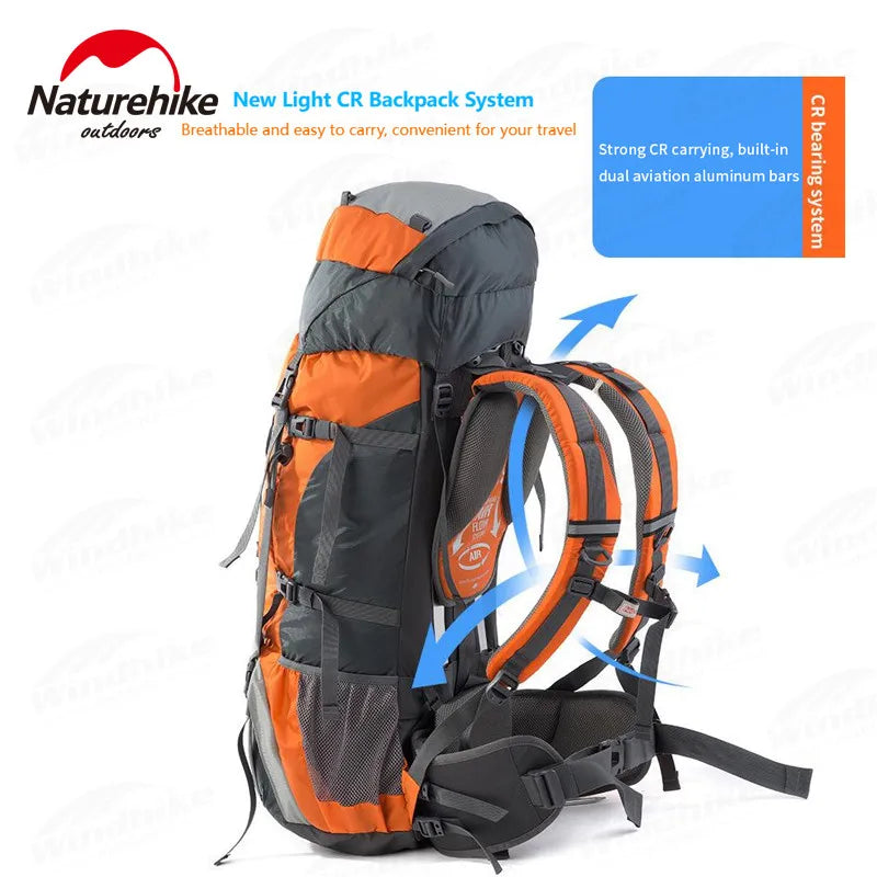Naturehike Expandable Hiking Backpack With Rain Cover And Weatherproof Construction