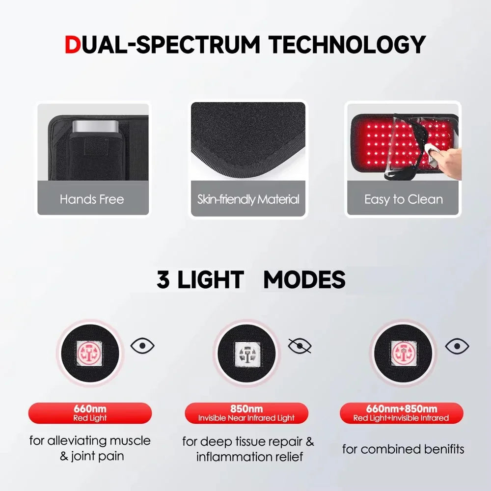 Red Light Therapy Waist Belt with 60 LEDs 660nm and 120 LEDs 850nm Near Infrared