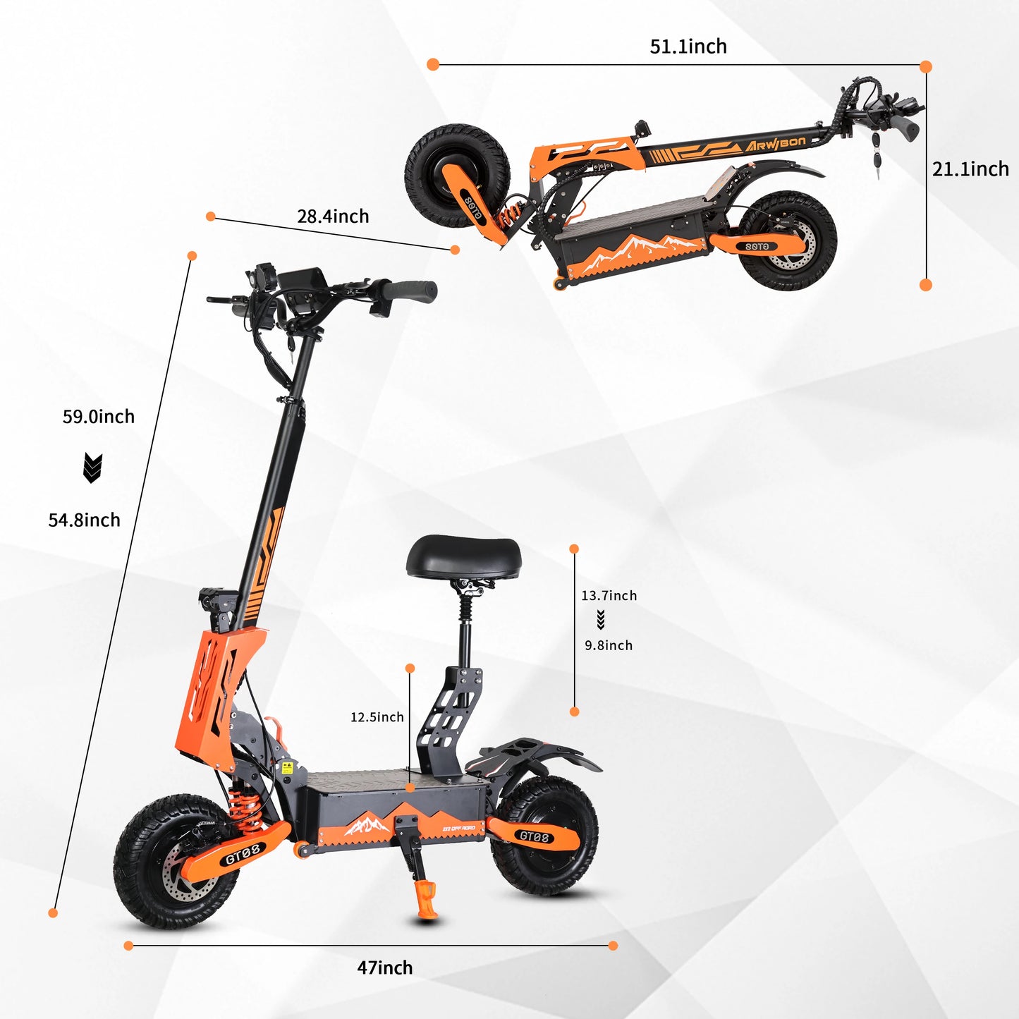 Arwibon 5600W Dual Motor ElectricallyPowered Scooter With AllTerrain Seat FoldingMechanism