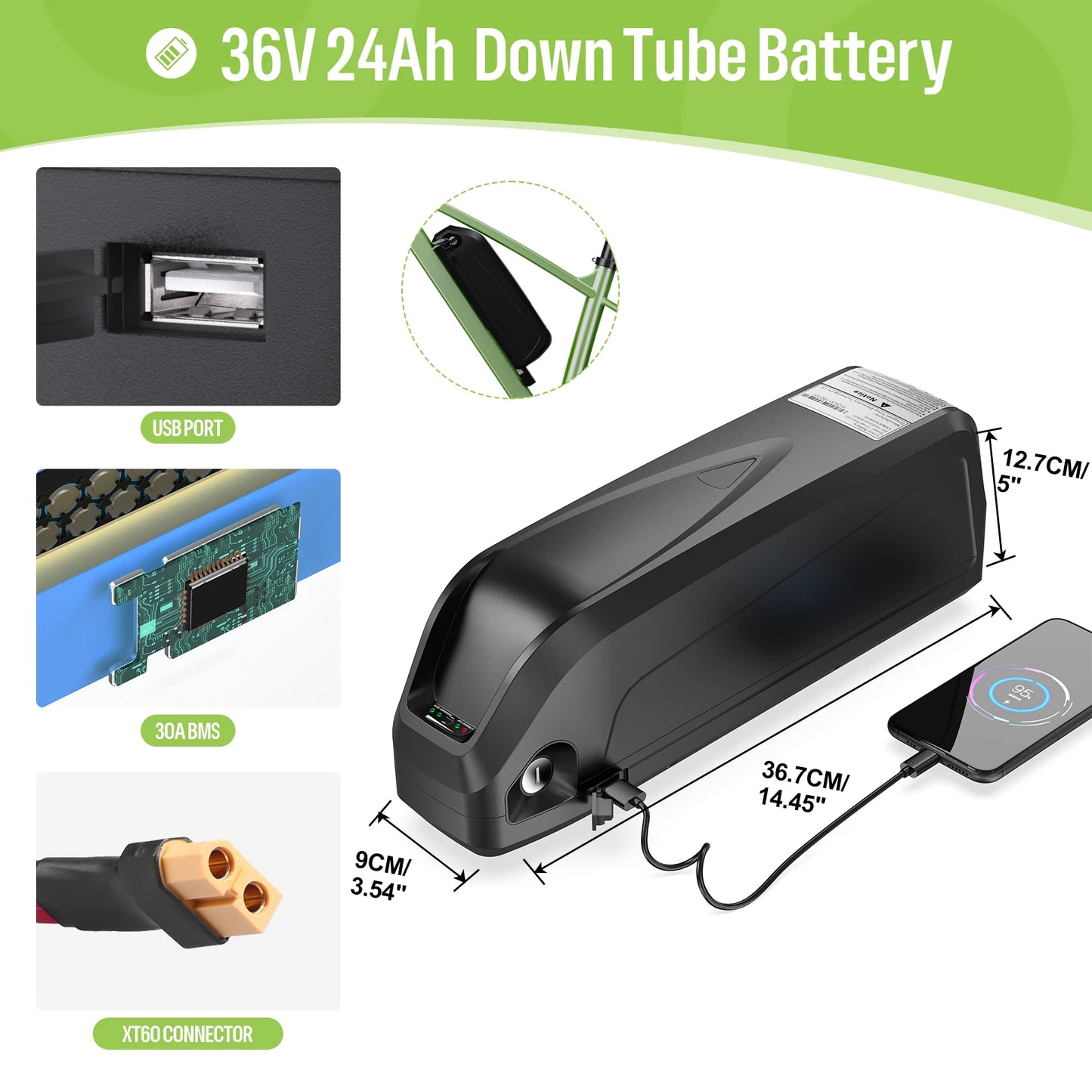 Original Ebike Battery 52V 48V 36V Hailong 18650 21700 Pack For Bafang Tongsheng