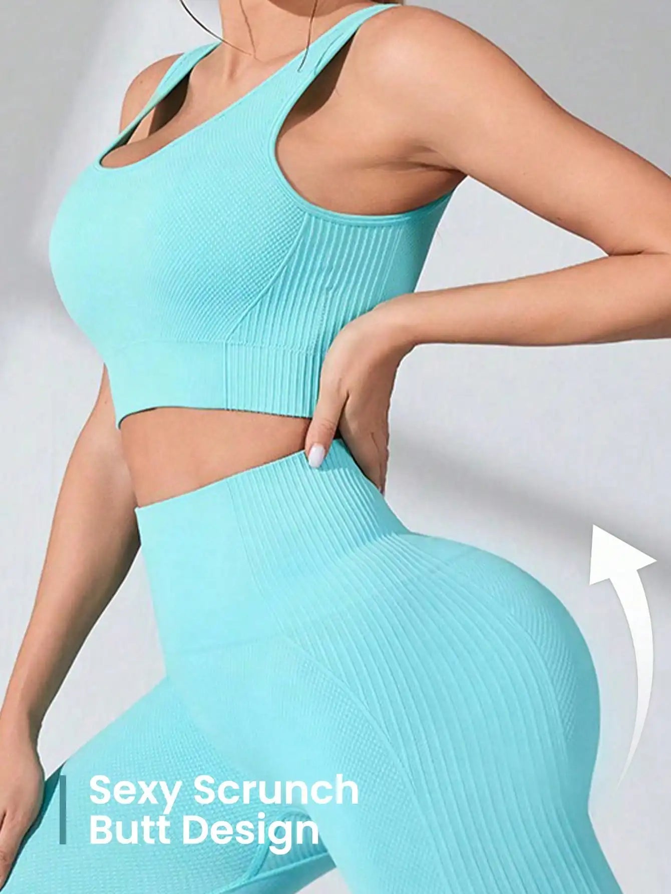Women's Seamless Yoga Set Two Piece Leggings And Cross Strap Sports Bra