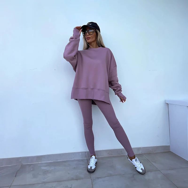 Women's Spring Autumn Sports Hoodie Two Piece Set Yoga Running Outdoor Fitness