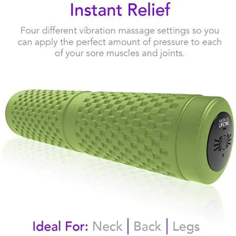 Vibrating Foam Roller 17 Inch 4 Speed Vibration For Deep Tissue Recovery Green