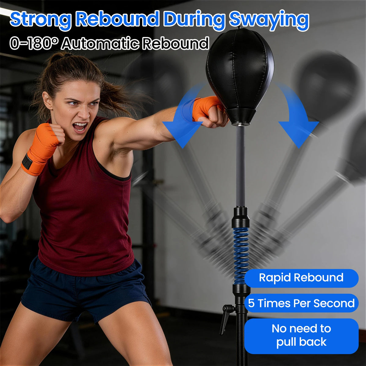Adjustable Free Standing Boxing Reflex Speed Bag With Heavy Spring