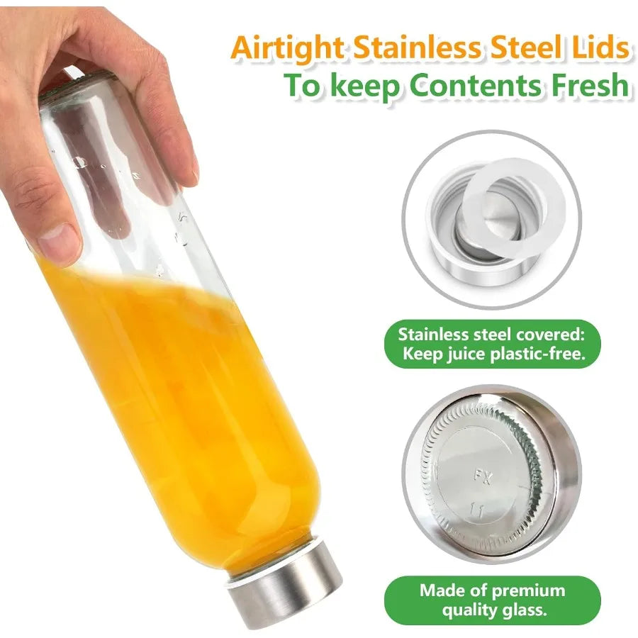 Zukro Glass Water Bottle with Leak Proof Lid Reusable
