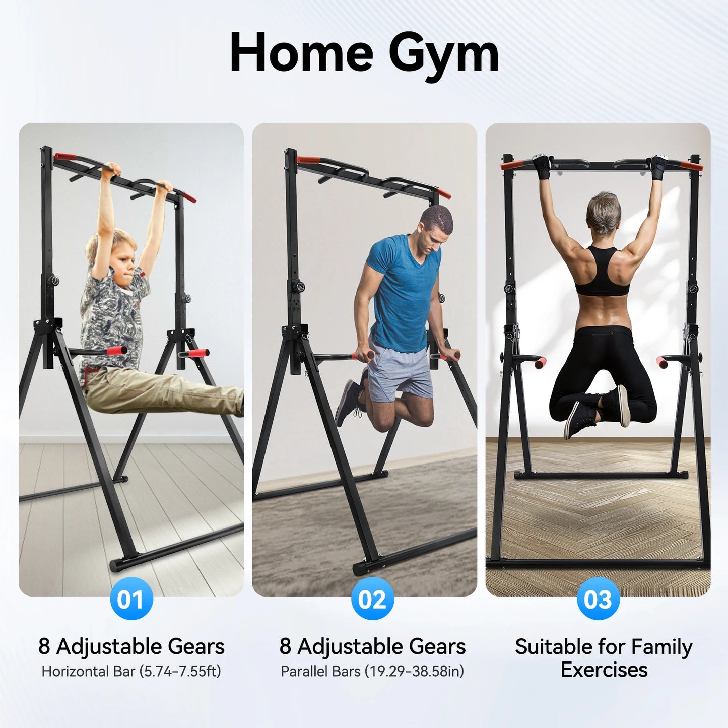 Adjustable Pull Up Bar And Parallel Bars Home Gym Station