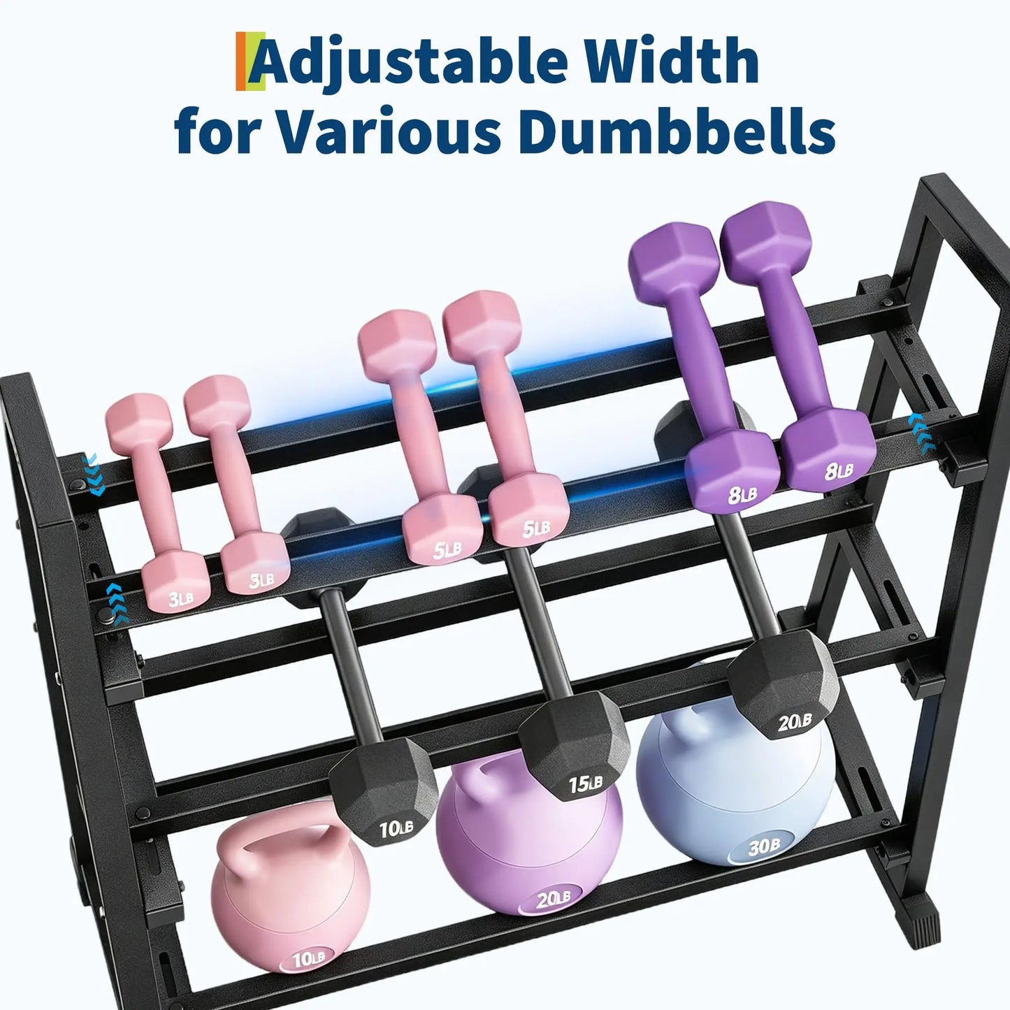 Adjustable Three Tier Dumbbell Rack 1300 Lb Capacity Home Gym