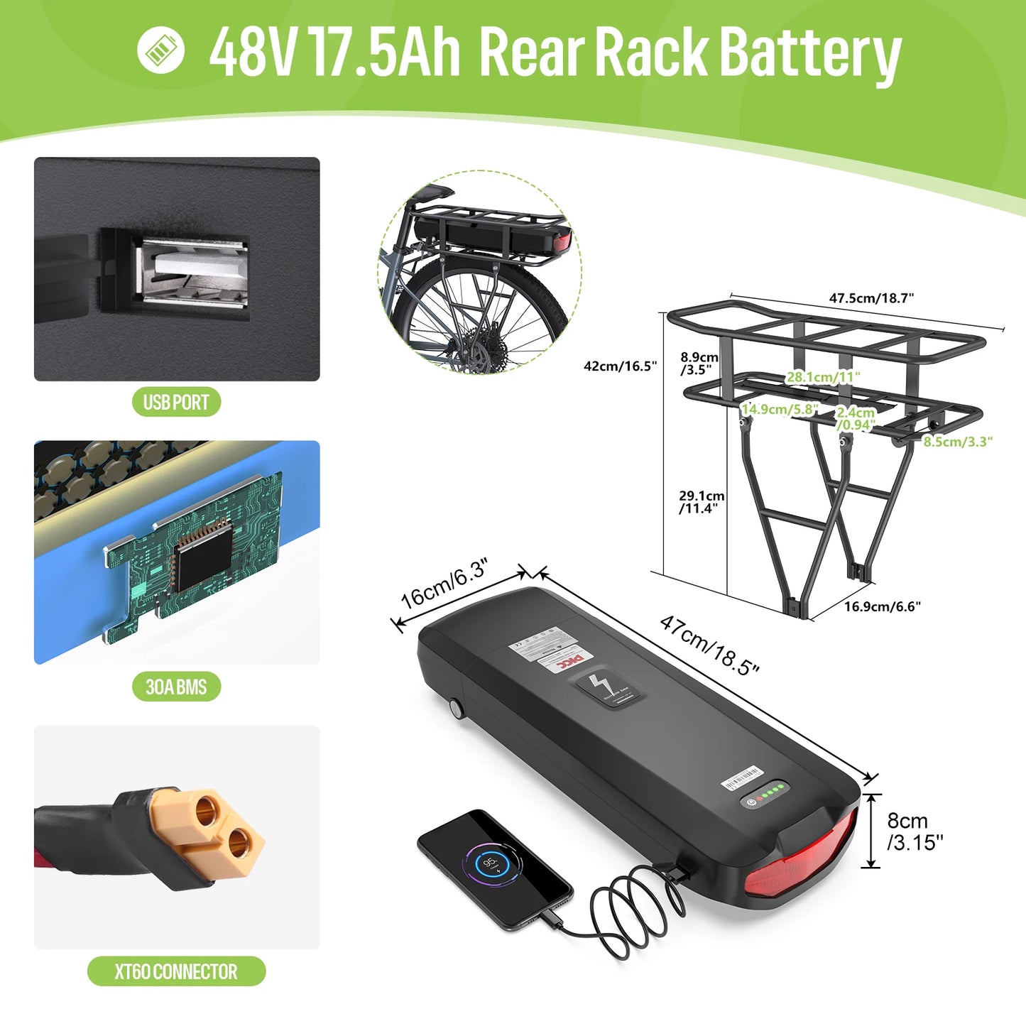 Original Ebike Battery 52V 48V 36V Hailong 18650 21700 Pack For Bafang Tongsheng