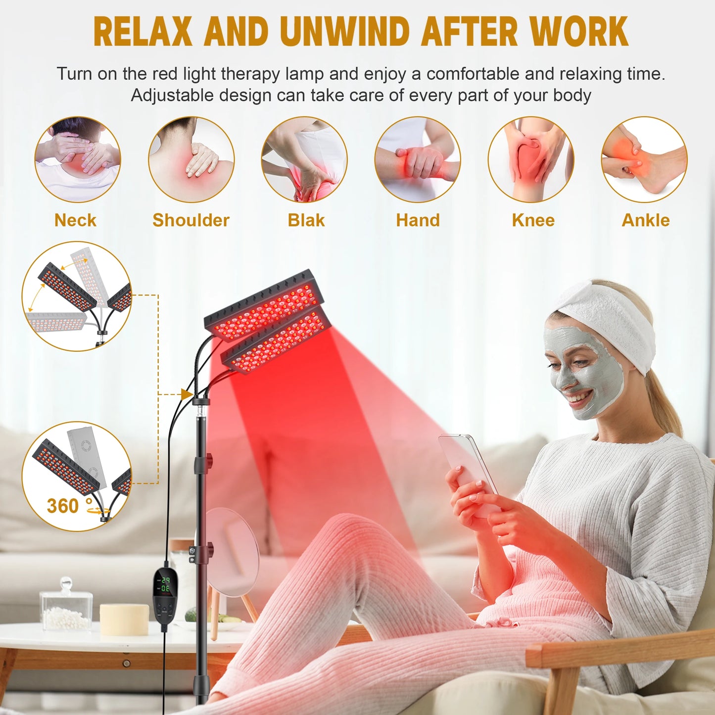 Astarexin Red Light Therapy Panel Dual Head Infrared Face Body