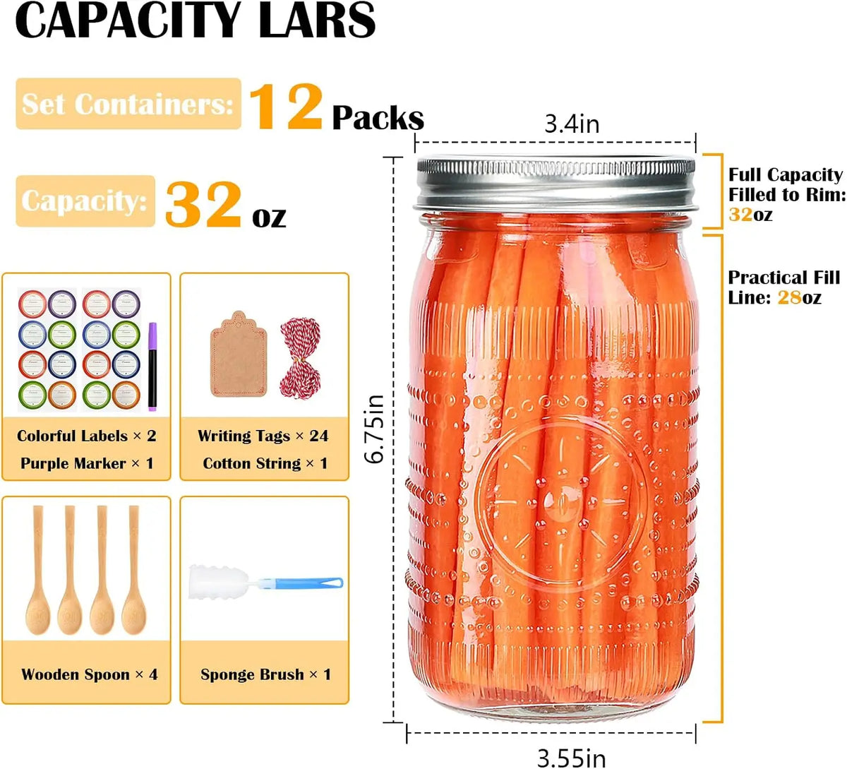 Premium Wide Mouth Mason Jars With Lids For Home Canning