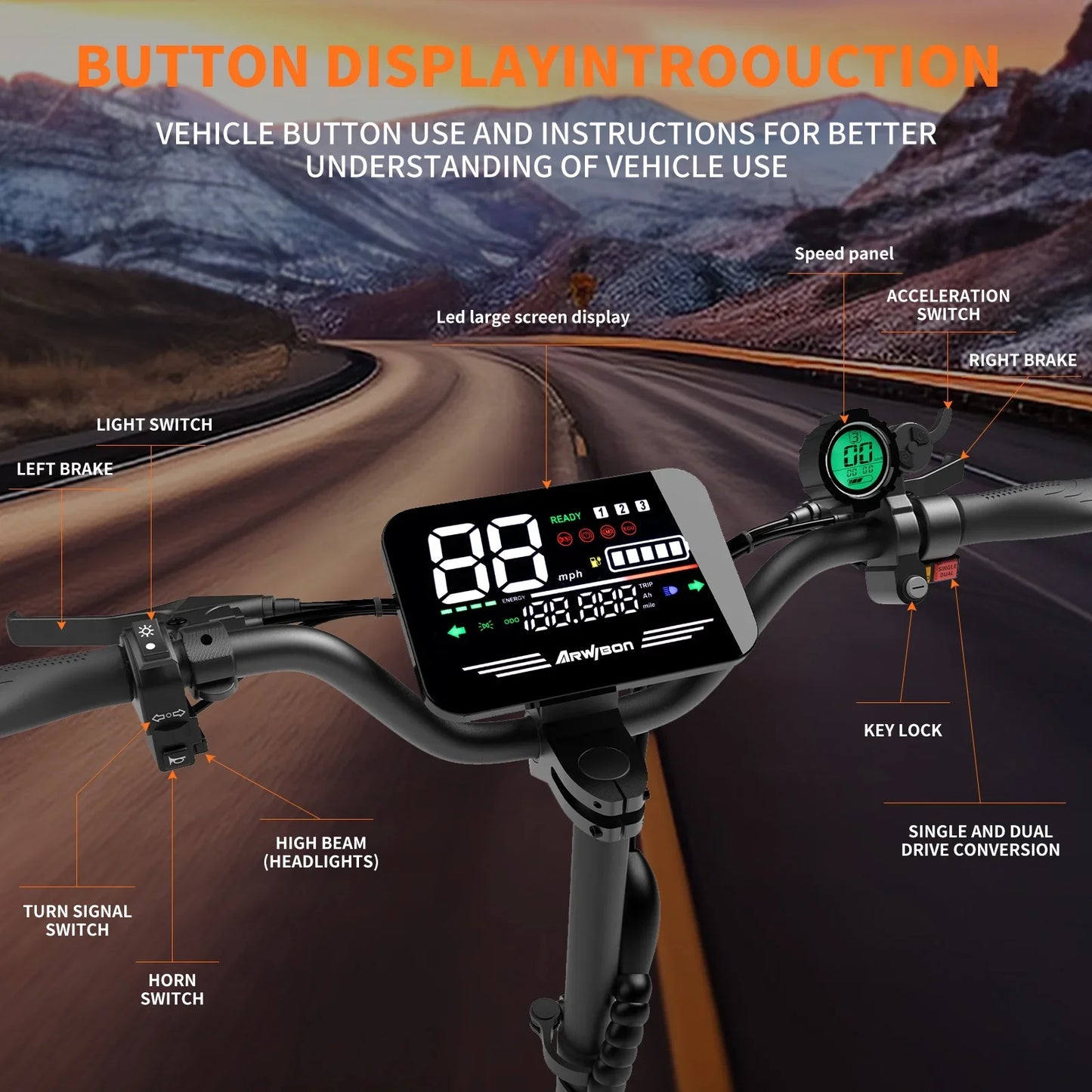 Arwibon 5600W Dual Motor ElectricallyPowered Scooter With AllTerrain Seat FoldingMechanism