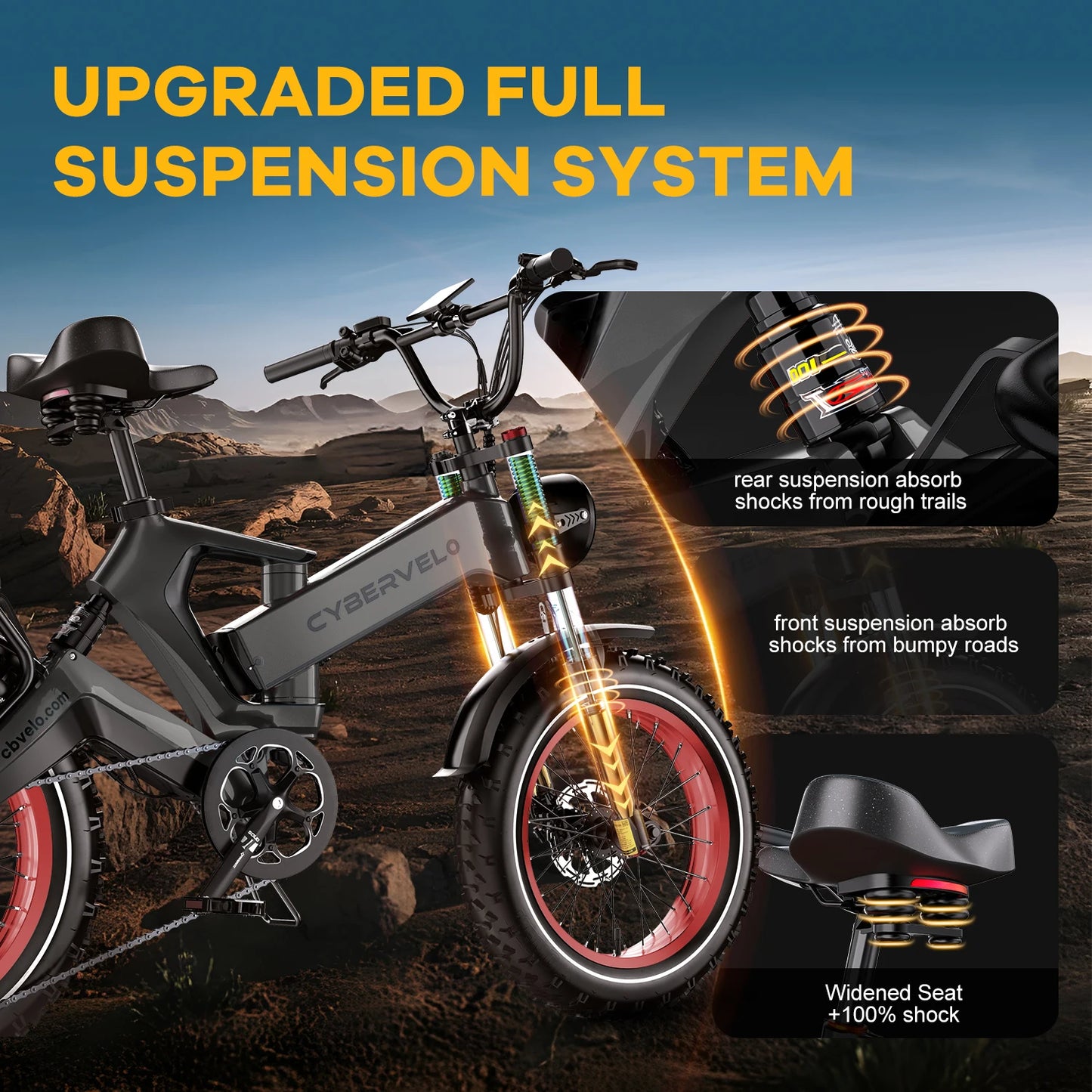 Cybervelo EK6 Peak 2000W Folding Electric Bike With Removable Battery 48V 25Ah