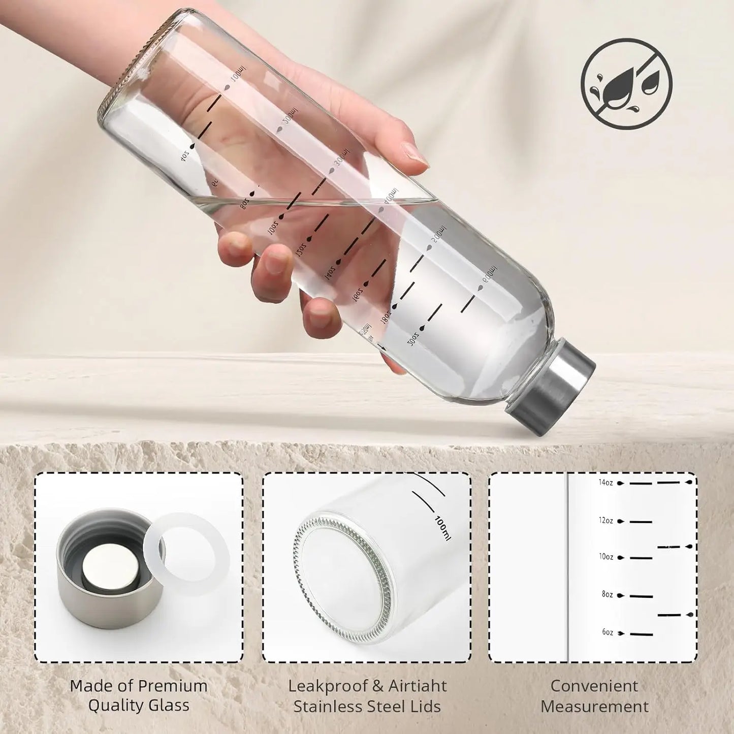 Premium Glass Juice Bottles With Airtight Lids BPA Free