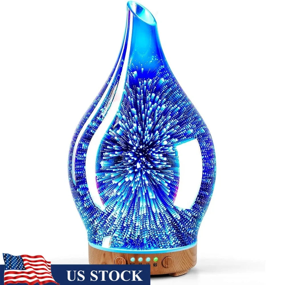 XMSJ Handmade Glass Oil Diffuser Ultrasonic Aromatherapy LED